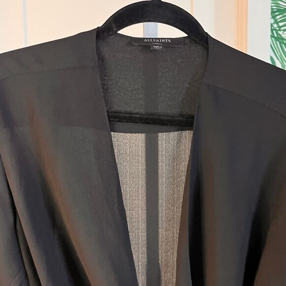 Allsaints Black Sheer Mia Wrap Blouse Small - Picture 3 of 8